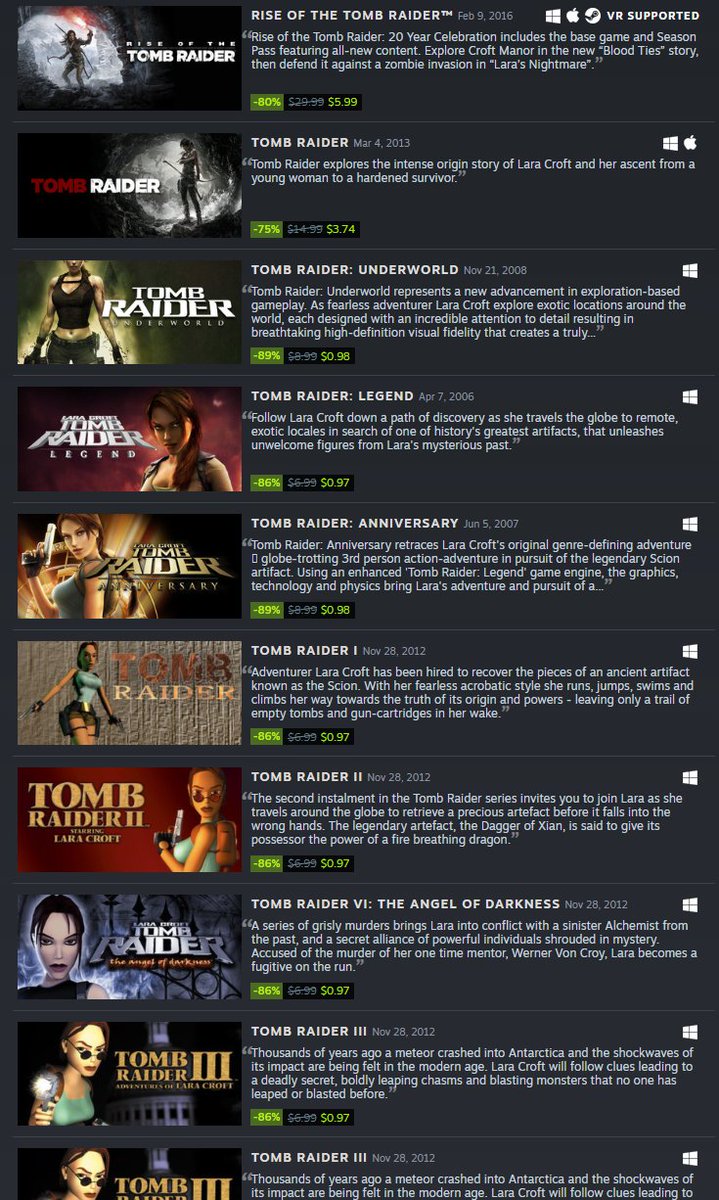 Wario64's tweet image. Tomb Raider sale on Steam bit.ly/3EPRazl