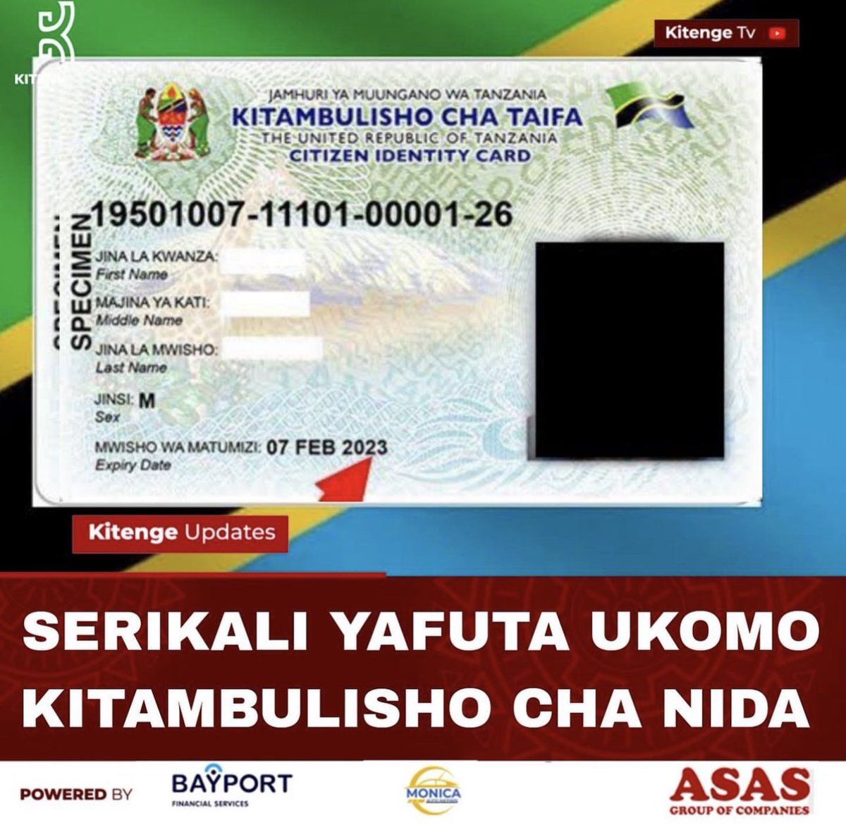 mshambuliaji's tweet image. Serikali imefuta Ukomo wa Muda wa Matumizi ya Kitambulisho cha Taifa (NIDA) kwa Watanzania wote, na kuzitaka taasisi na Mashirika yote yanayotumia utambulisho huo kuendelea kuvitumia bila kuangalia muda wake wa kuisha.

#KitengeUpdates