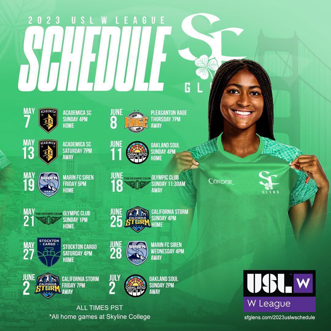 🤝 𝐎𝐍𝐄 𝐂𝐋𝐔𝐁.

📆 Our 2023 <a href="/USLLeagueTwo/">USL League Two</a> and <a href="/USLWLeague/">USL W League</a> schedules are finally here!

4️⃣ opportunities for our club community to watch both teams play back-to-back at home this season. Read more: sfglens.com/news_article/s…