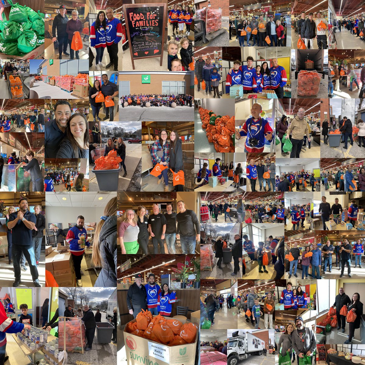 INCREDIBLE Family Day spent at Sobeys St. Clair Beach! 1,200 bags, 15,000 lbs. of food, and some pretty amazing sponsors, their families, and teams coming together to make Family Day special for so many in need across our community! #yqg
