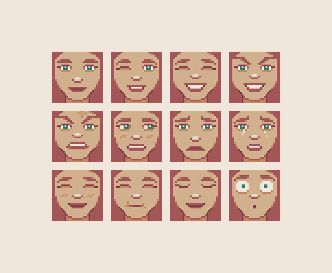 gossamore's tweet photo. A set of facial expressions for @Pixel_Dailies #pixel_dailies 

Which one is your favourite? #pixelart https://t.co/bELO2enE6k
