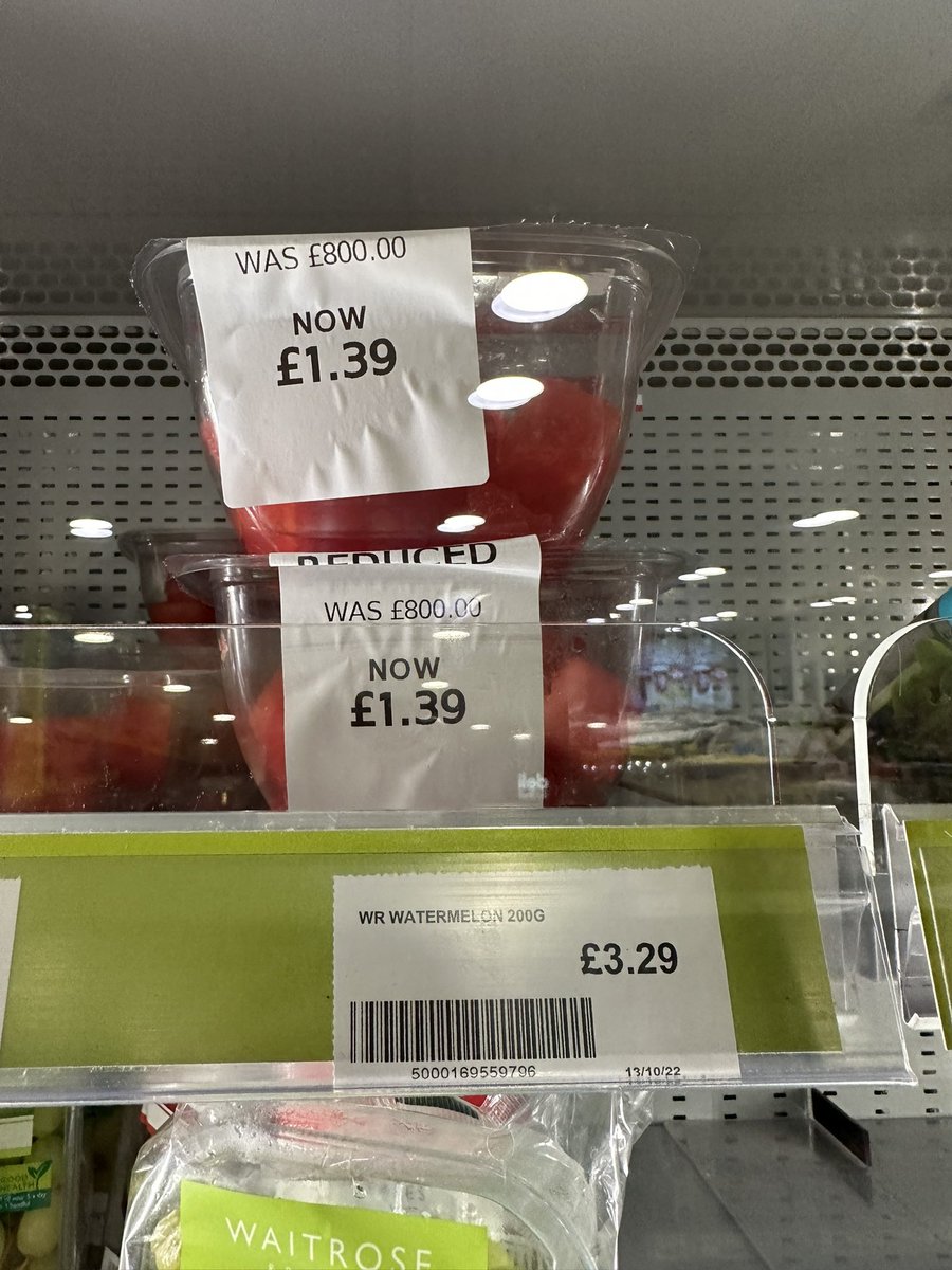 OborneBilly's tweet photo. @waitrose I know the cost of living has gone up, but do you think £800 for some fruit is a bit much…? Glad it’s reduced though! 😂 https://t.co/HYFUrHI8DF