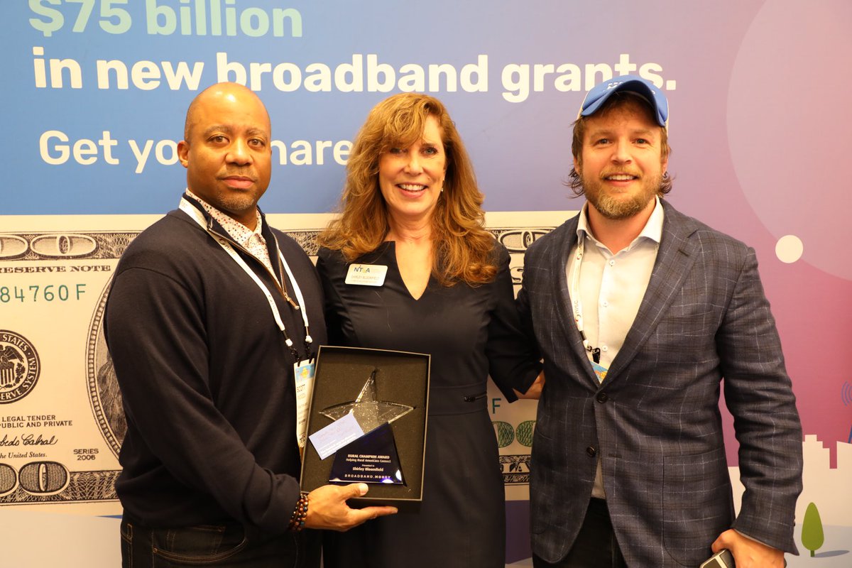 sbloomfield15's tweet photo. Honored to receive recognition from my friends at ⁦⁦@broadbandmoney⁩ as Rural Broadband Champion and to have them with ⁦@NTCAconnect⁩ here at #RTIME2023 meeting with our rural #broadband providers sharing thoughts and strategies on funding opportunities ahead! https://t.co/jocHRJckfV