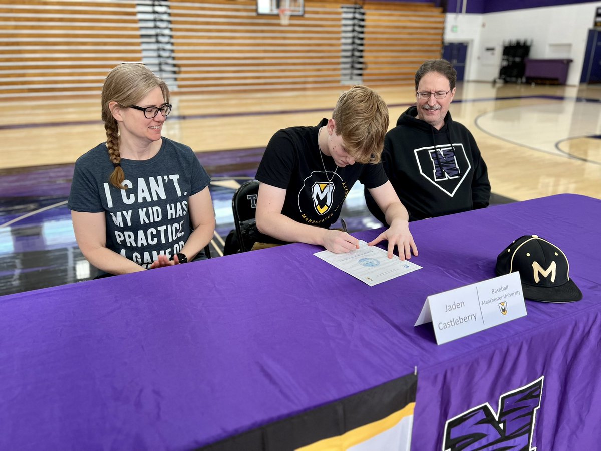 Congratulations to Jaden Castleberry on committing to Manchester University to continue his academic and baseball career.
