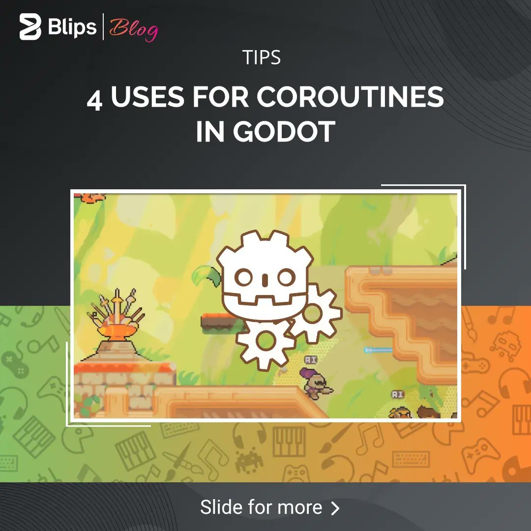 BlipsFm's tweet photo. Previously in our blog we explained why coroutines are a useful development tool. This time we take a look at usage examples using the Godot game engine! Link:
https://t.co/TMUQhHHLTw
#gamedev #indiedev #gamedevtips #gamedevtutorials #gamedevelopment #gamedeveloper #blipsfm https://t.co/KMWbiwLWAp