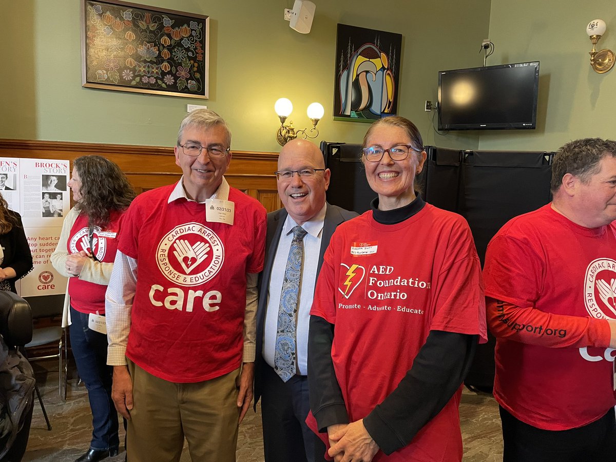 It was a pleasure to welcome Roberta Scott &amp; Dan Shire to Queen’s Park today and hear about the great work they’re doing with AED Foundation Ontario &amp; <a href="/CARE4Hearts/">Cardiac Arrest Response And EDUCATION (CARE)</a>.