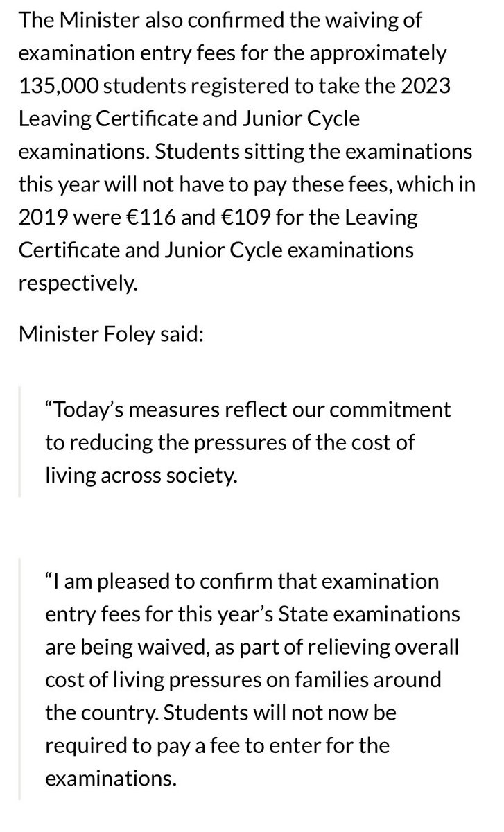 State exam fees to be waived for 2023 @byrne_padraig @WexfordLocalDev @wexfordcoco @WhatsOnWOW @womaninspire @creaghcollege
