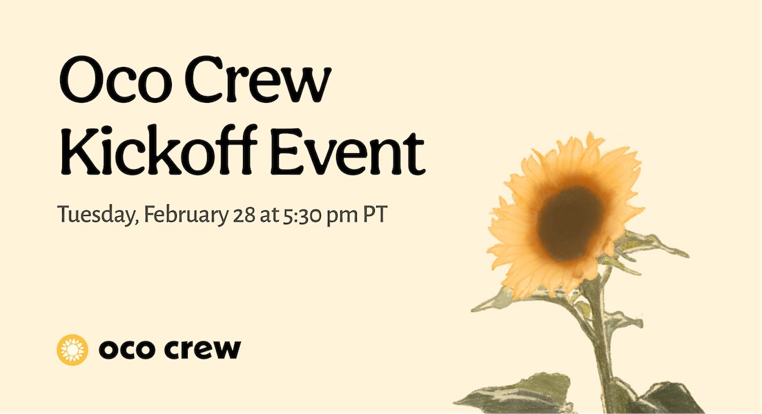 oco_crew's tweet photo. We are hosting a kickoff event, and would love for you to join!

During this livestream event, our founder, Ben, will talk about Oco Crew’s mission, what comes next for Oco Crew and your role in making a meaningful impact for the future of our planet. 

Link in bio! https://t.co/cweBvwW3Jq