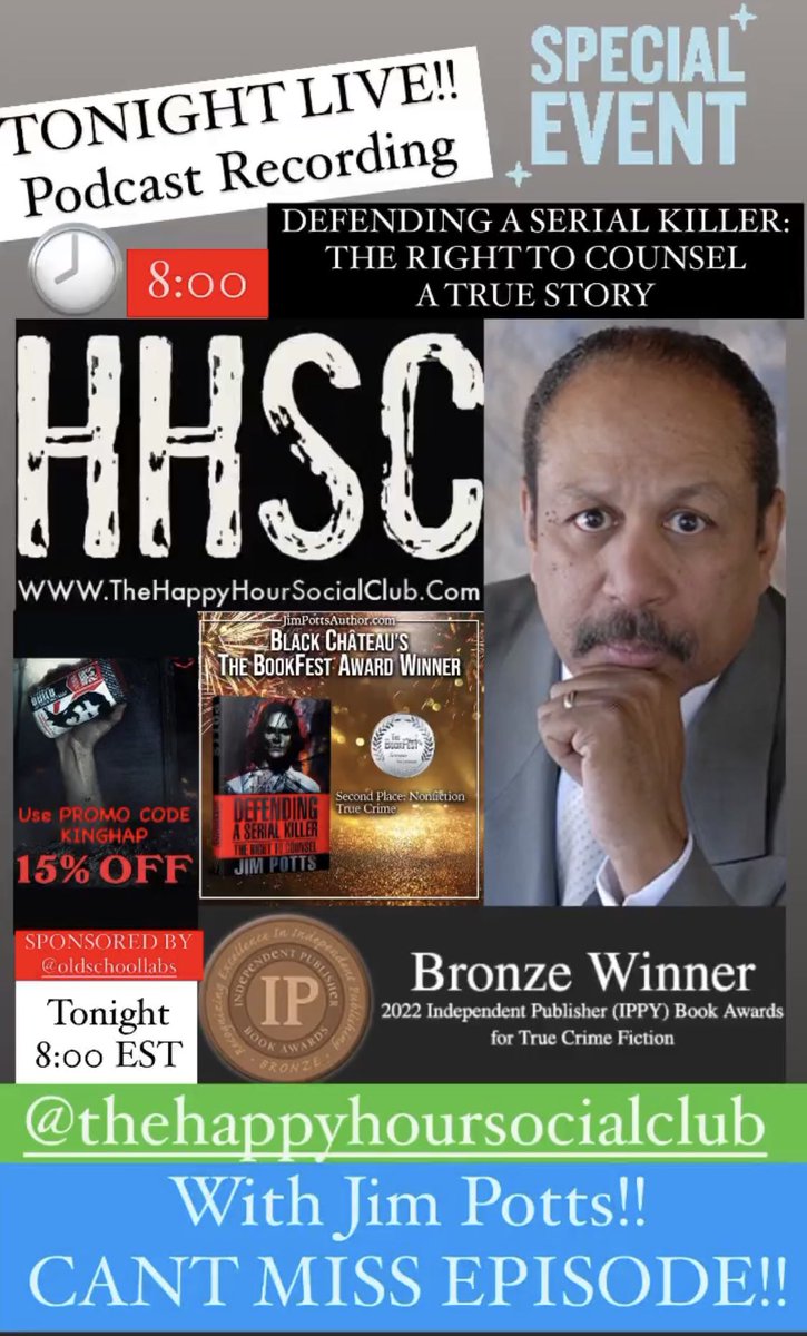 DEFENDING A SERIAL KILLER! JIM POTTS Joins 'The Happy Hour'  
@twitchsie @letsgrowstreamers @small_united @rttanks @truecrimecbs @truecrimeobsess @audible_com #Bookboost #bookslover #truecrimecommunity #truecrimediary #authorlife #authors

Starts 8:00 EST
twitch.tv/thehappyhoursc