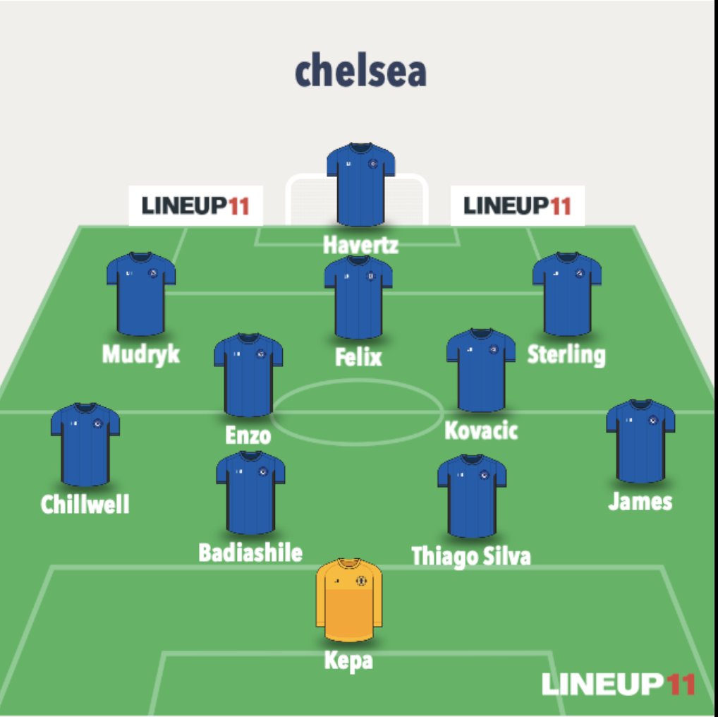 My preferred #Chelsea vs Spurs

GK and defence are must picks.

Double pivot of Kovacic and Enzo, with Kovacic playing deeper suits both better.

Madueke unlucky to miss out, defo early sub on. Front 4 will allow us to hurt spurs in transition.

Potter needs 3 points. https://t.co/P5afBcXKSS