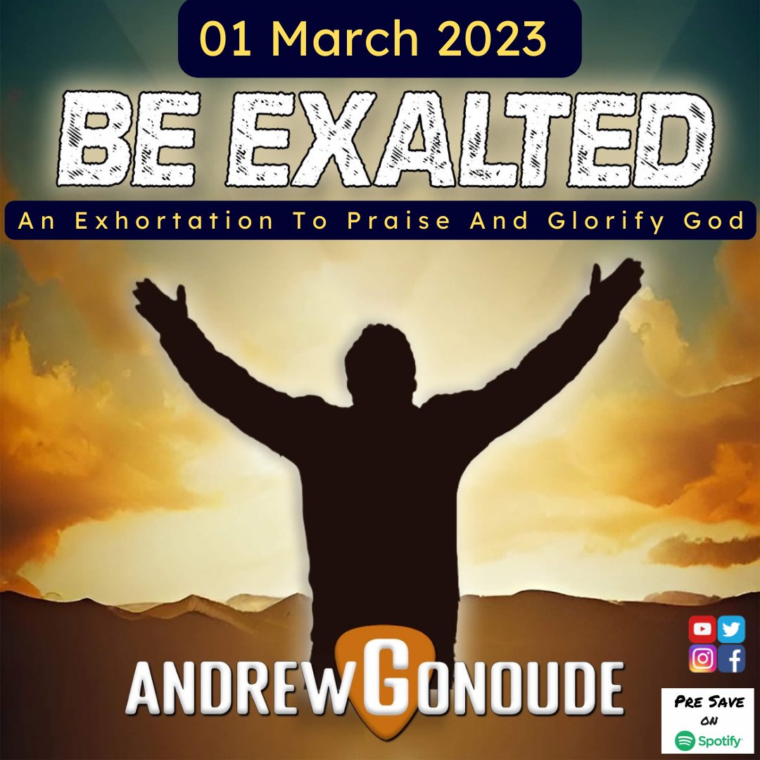distrokid.com/hyperfollow/an…  
Releases 1st March!  An up-beat call & exhortation to praise God. #BeExalted #Jesus #christianindie #ccm #singersongwriter #indiemusic #audienceofone #andrewgonoude #guitarist #christianguitarist #indiemusic #christianmusician #ChristianSongwriters