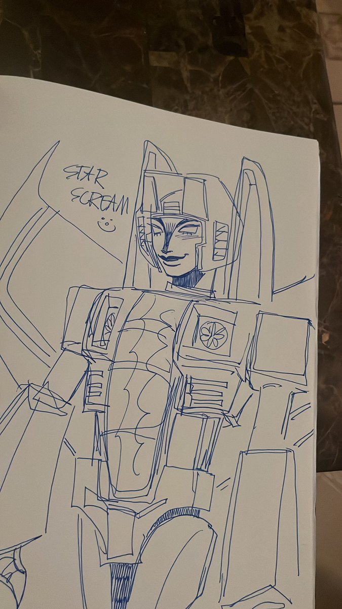 ploppymeep's tweet photo. someone was watching me draw silly doodles in class and asked me to draw another starscream https://t.co/LxzO77Qdls