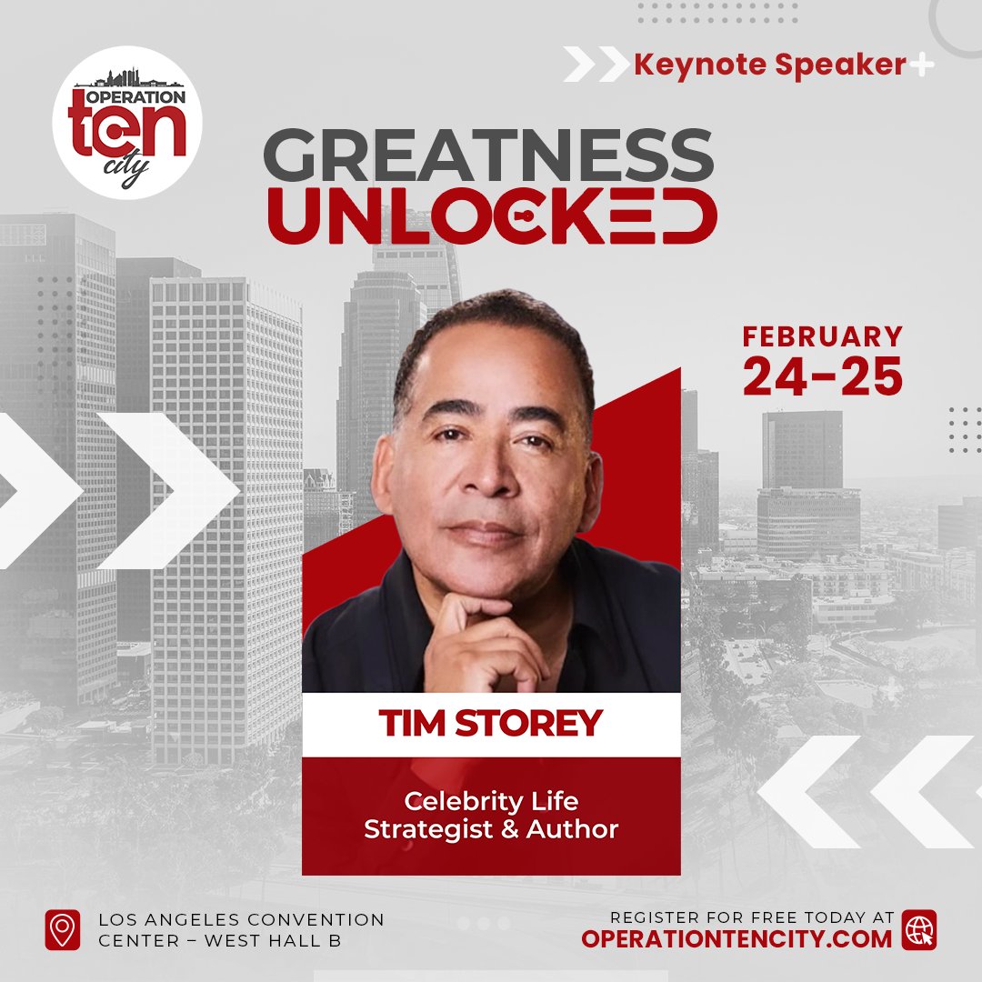 DrBillWinston's tweet photo. Celebrity Life Strategist &amp; Author, #TimStorey to keynote at Greatness Unlocked - “From Setback to Comeback”.  Register for free and learn more at https://t.co/ToaTe9fPAK 

#greatnessunlocked #operationtencity #billwinstonministries #timstorey #losangeles https://t.co/KBRFpQFTfp
