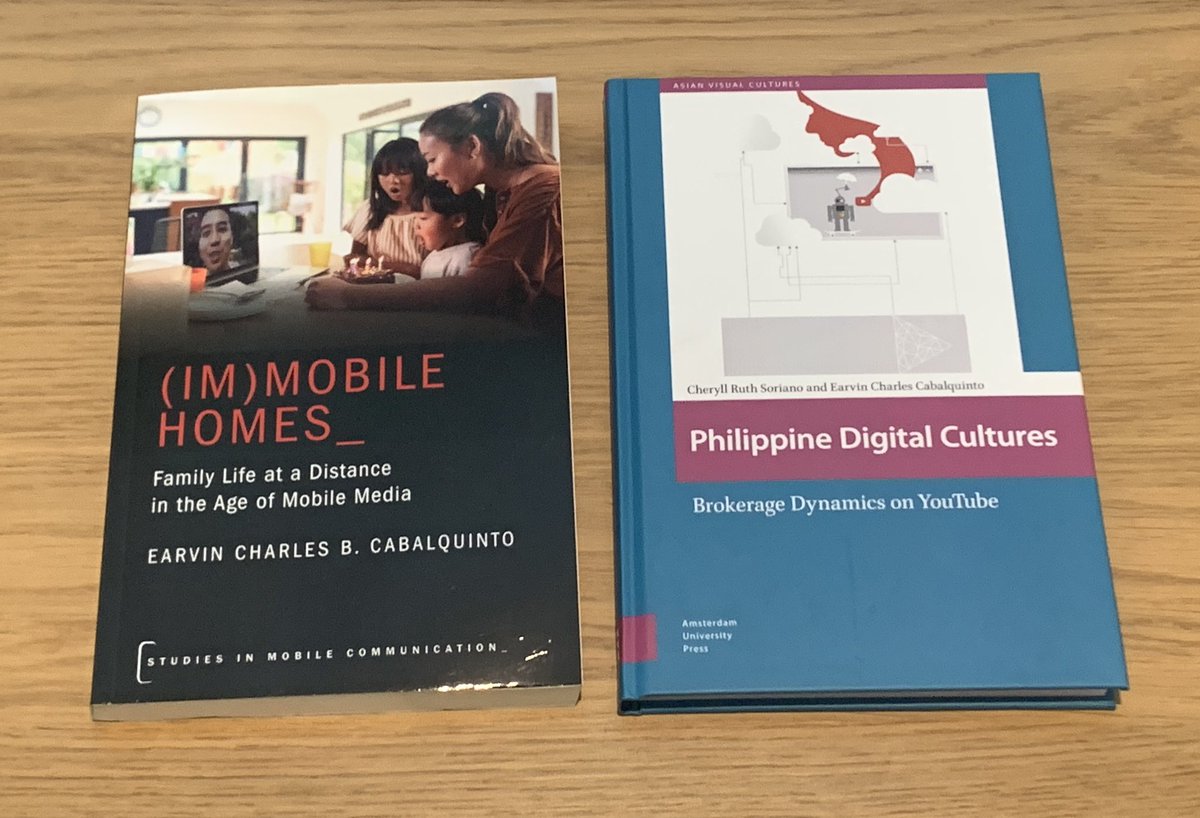 Physical copies are here & joining my other book.”Philippine  Digital Cultures: Brokerage Dynamics on YouTube”,co-authored with @chesoriano. Part of the Asian Visual Cultures series of @AmsterdamUPress. Appreciate if you get a copy for your library. Link: aup.nl/en/book/978946….