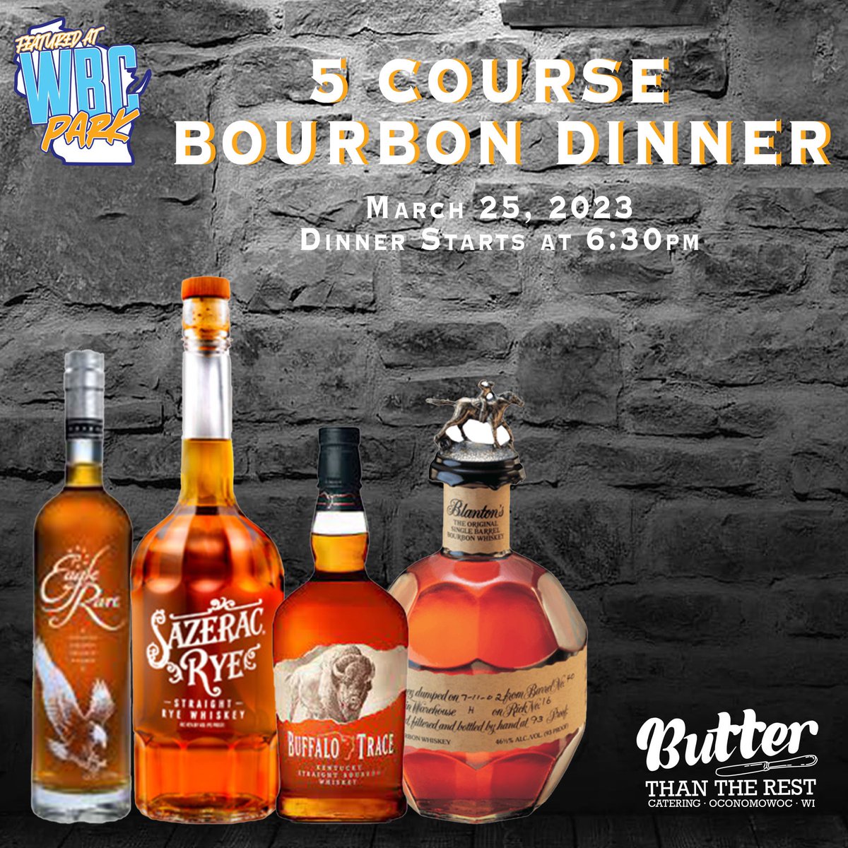 🥃 Bourbon Lovers Rejoice! 
WBC Park is hosting a 5 course Bourbon Dinner created by the parks newest Chefs! 

Dinner tickets must be purchased in advance; seating is limited.
Get your tickets now before they are gone.

Wbcpark.com/bourbon-dinner