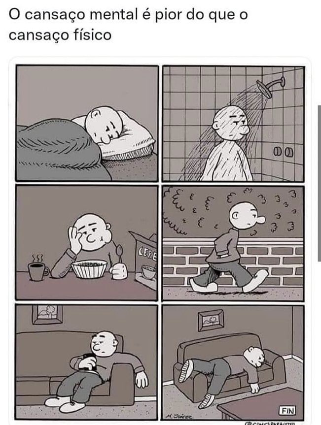 Sem dúvidas vemos muitos amigos chegando ao limite do cansaço mental. Infelizmente pouca gente percebe que cansaço mental muitas vezes é pior que o físico. Vamos nos cuidar.