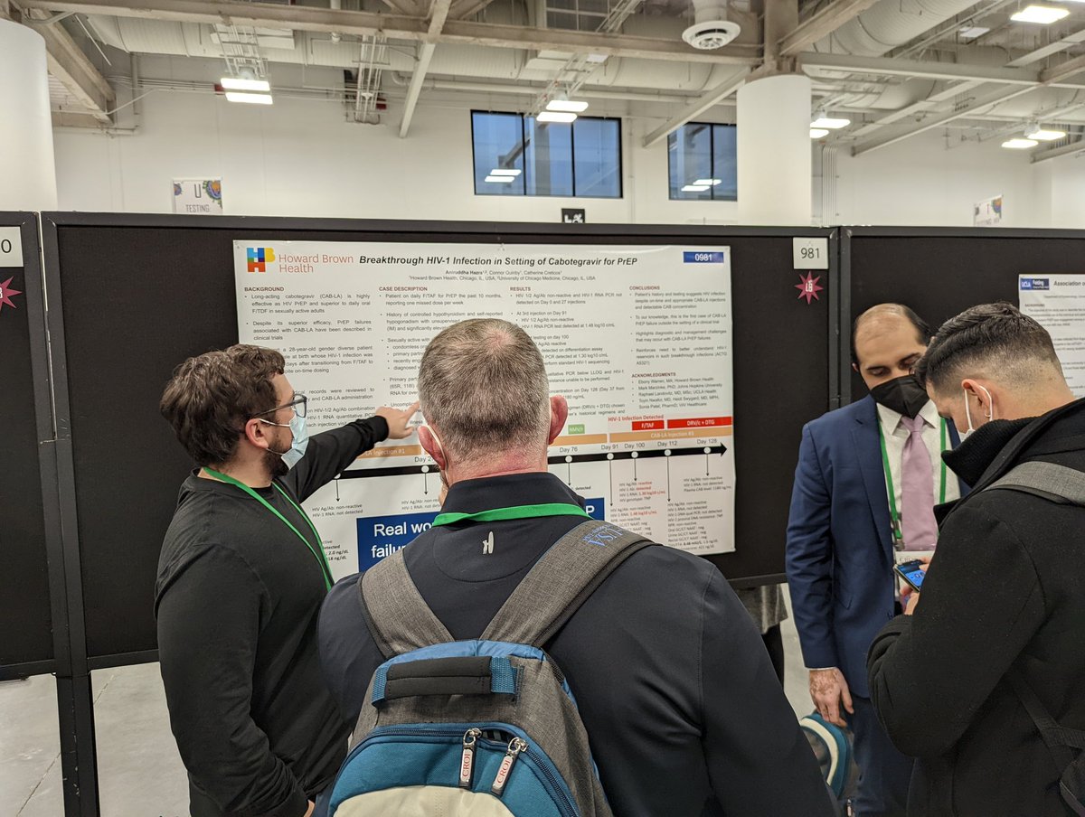 Steady crowds visiting @AnuHazraMD poster at #CROI2023 about #viiv real world CAB use at @howardbrownhc