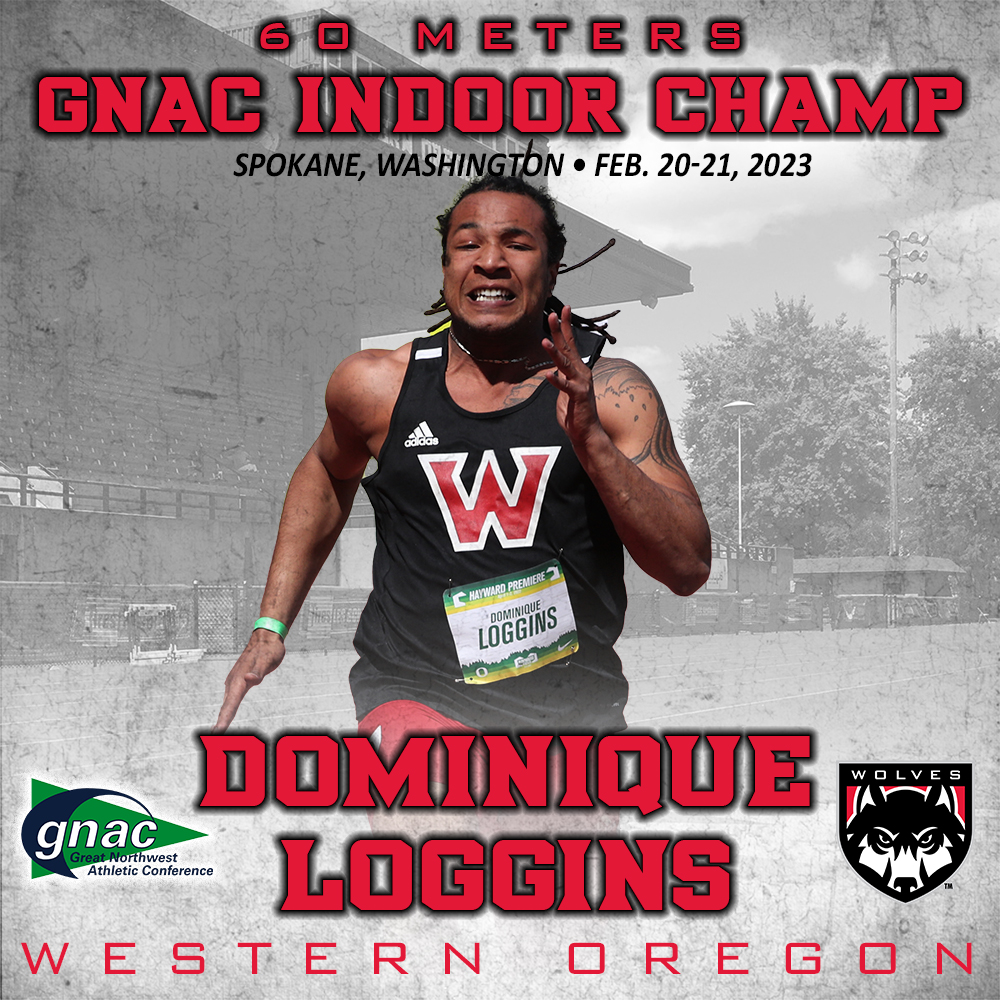 WOU_Wolves's tweet photo. T&amp;F | 🚨 GNAC CHAMP!🚨

WOU's Dominique Loggins is the 2023 GNAC indoor champion in the 60 meters with a time of 6.87 seconds. https://t.co/XtEc6djn29