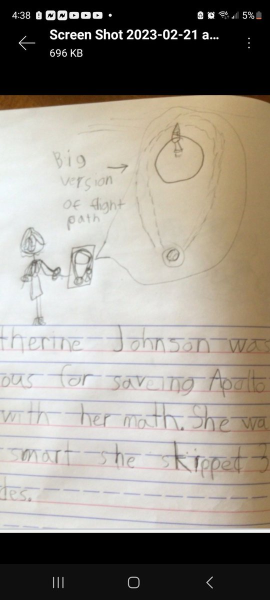 Our @SVVSLaunchED K-5 Ss are being inspired by Katherine Johnson, one of the original human computers! This 2nd grader captured Ms.Johnson's amazing contributions to the Apollo 13 mission perfectly! <a href="/julieread/">Julie Read</a> <a href="/SvvsdSchuh/">Kristopher Schuh</a> <a href="/NASA/">NASA</a> <a href="/lemoisdesnoirs/">BlackHistoryMonth</a> #HiddenFigures