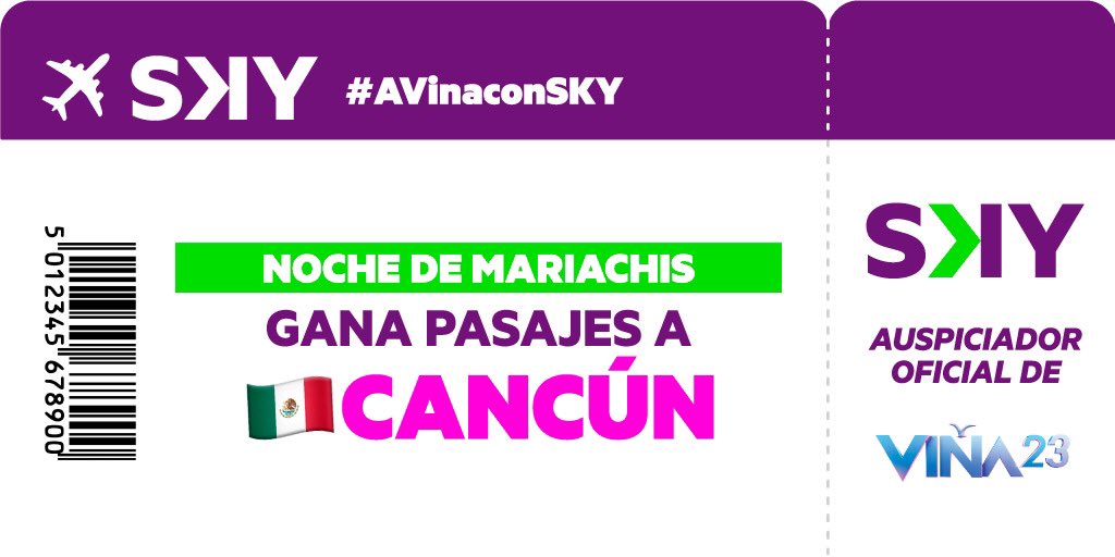 ¡Regalaremos pasajes todos los días del festival #Viña2023! 
Retwitea este boarding pass con el #AgarraVueloConSky y participa por pasajes a diferentes destinos internacionales.