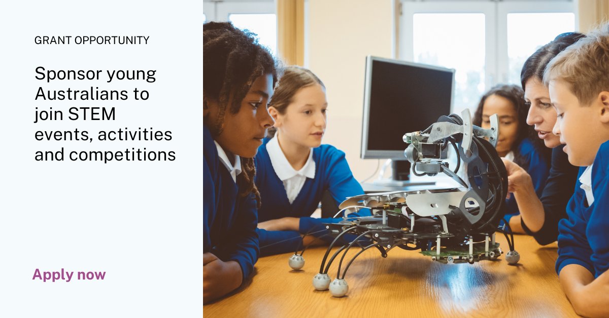 Is your organisation or school looking to support students to engage in #STEM events, activities and competitions? 

Grants up to $15,000 are available via Sponsorship Grants for Student Science Engagement and International Competitions: bit.ly/3EsDJVN

#STEMeducation