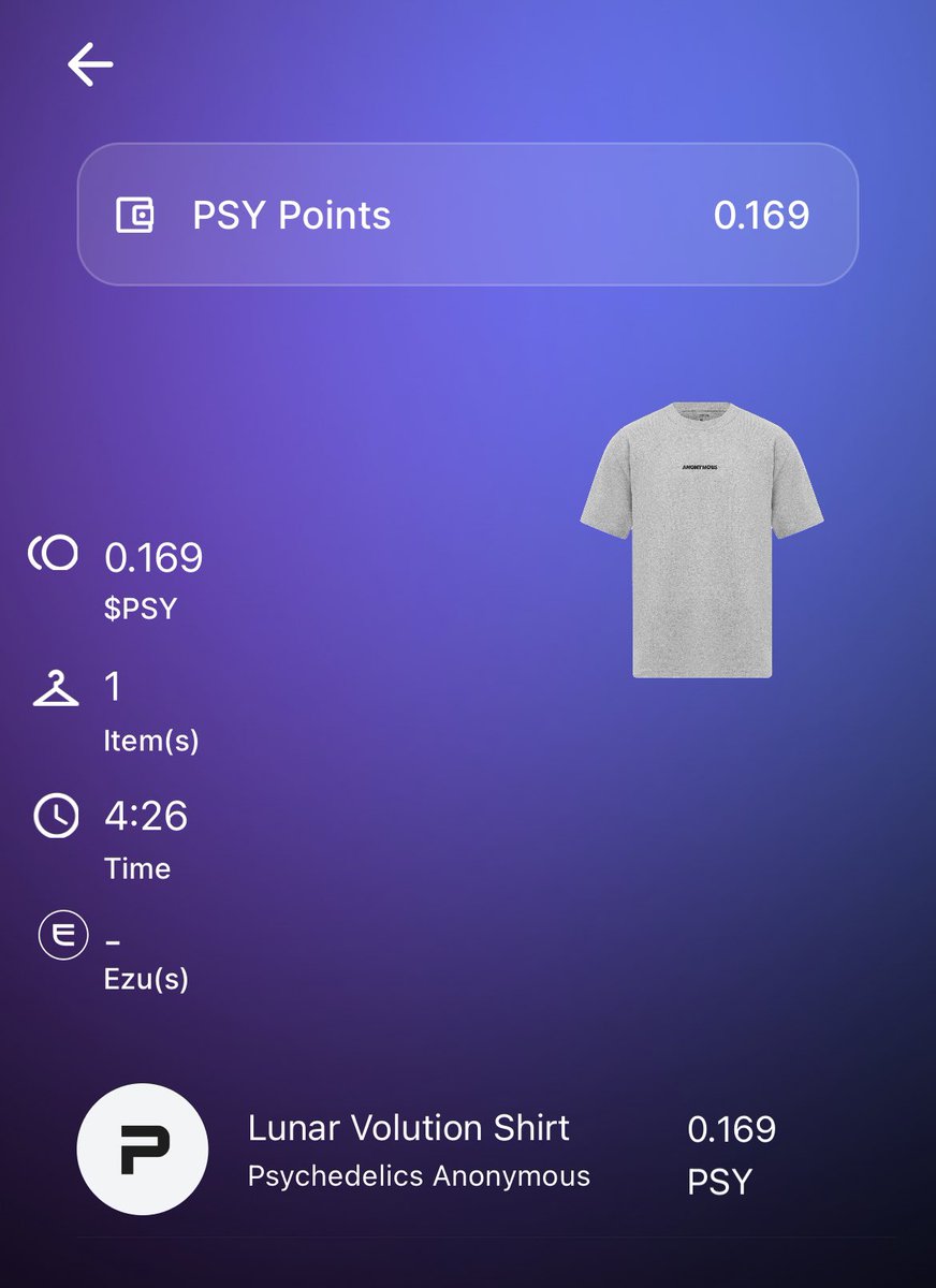 bweys_nft's tweet photo. Loving the @psychanon Genesis merch! 

Conveniently raking in PSY Points with the @ezu_xyz app within 2 mins of receiving the merch. So much fun already! 

Great job to PA and Ezu teams! 📈 https://t.co/TDGjLwPXt8