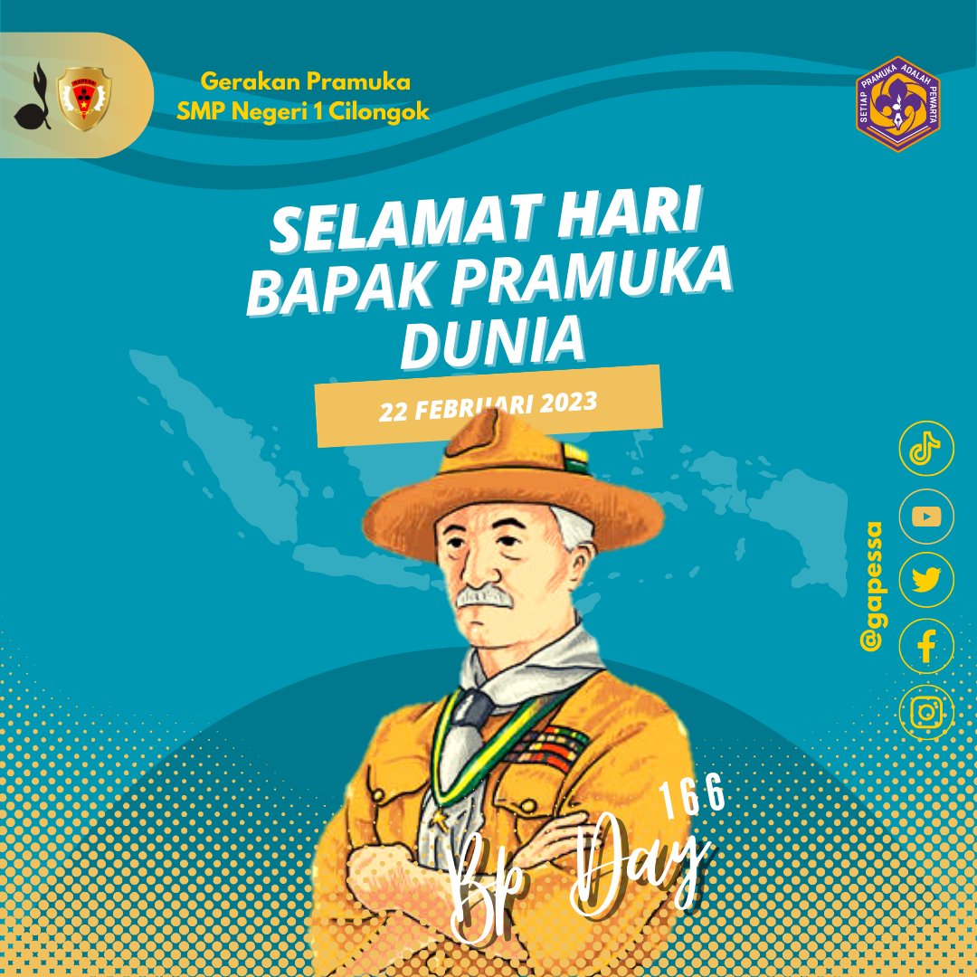 gapessa's tweet photo. Selamat Hari Bapak Pramuka Dunia 22 Februari 2023.
#Bpday
#Bpday2023
#gapessa
#pramukajateng https://t.co/5CTpbSRW97