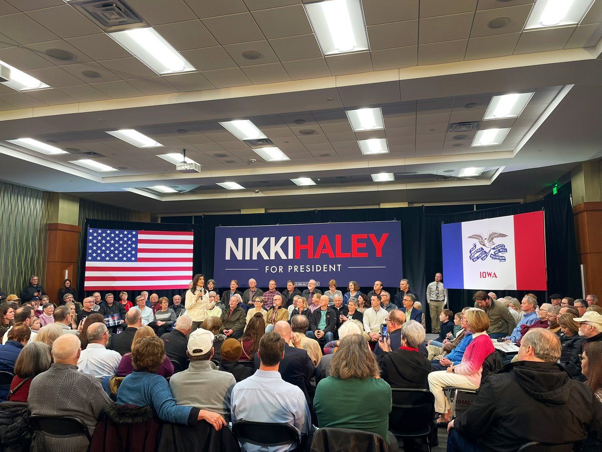 natalie_allison's tweet photo. Nikki Haley gets applause when she tells the crowd her father would not sign permission slip for her to take sex ed in 7th grade. Audience at all her town hall events so far has gotten excited when she talks about banning sex and gender lessons for kids. https://t.co/qebHumn3Bh