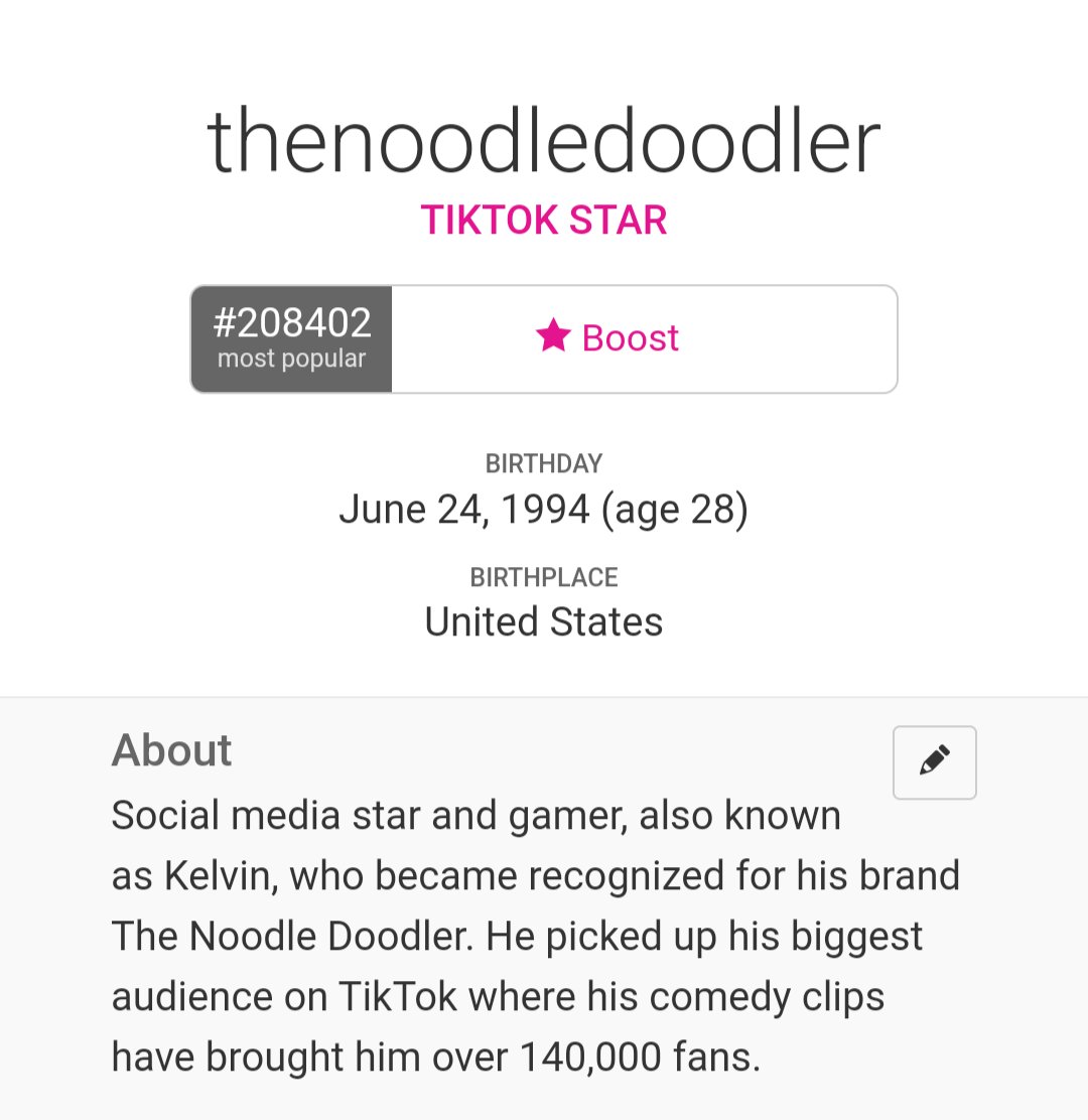 truenooddood's tweet photo. @Q_Review I have a famous birthdays that not only calls me a gamer as part of my about section but openly has the wrong birthday on it but is so close I don't know how they messed it up. My actual birthday is June 22, 1998 https://t.co/oLEqMaOcNM