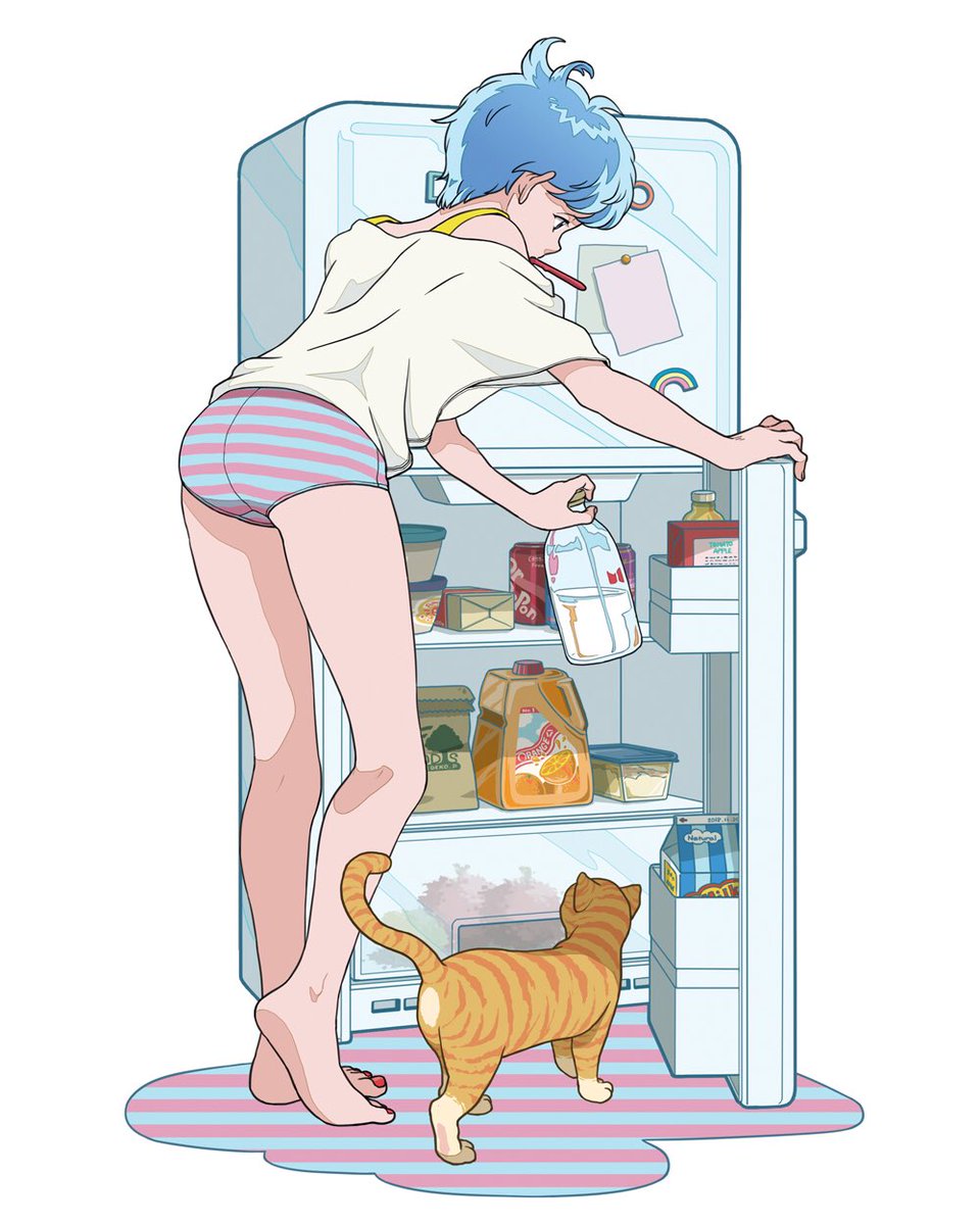 「猫の日という事で約10年前のイラストをペタリ。とても懐かしい…そして線画が細い 」|こまやま明/コミティアJ15aのイラスト