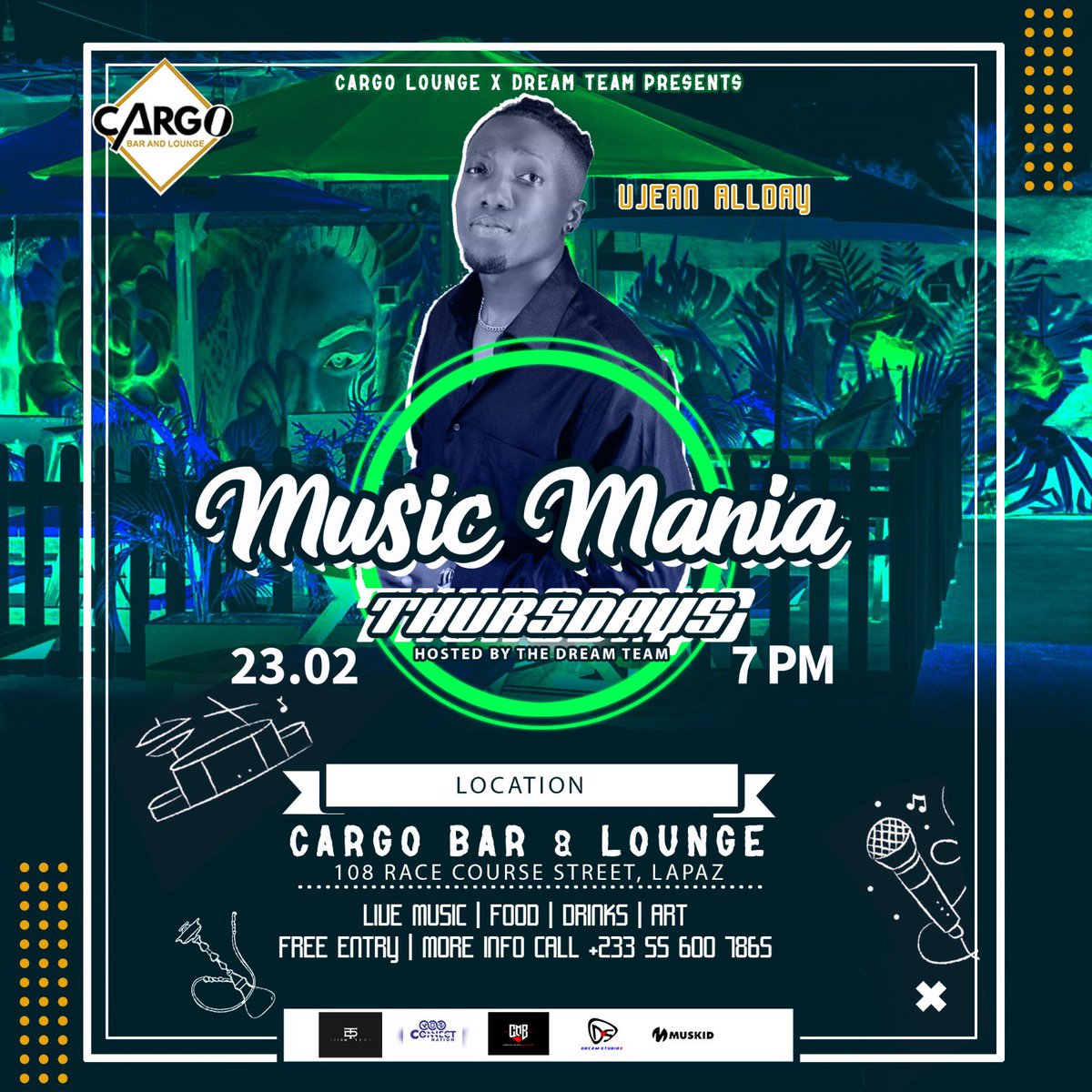 dreamteam_cmb's tweet photo. On the 23rd of February, 2023 we bring you the first edition of “#MusicMania”. 

#DreamTeam #CargoBarLounge #ConnectNation #DemGoHearWe https://t.co/IOkxQnKf1i