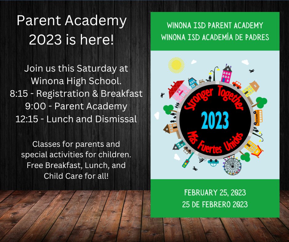 Parent Academy 2023 is THIS SATURDAY! Make plans to attend. Choose from over 15 parent sessions. Children will have their own sessions with fun activities. FREE breakfast, lunch, &amp; childcare for all!
Registration/Breakfast 8:15
Lunch/Dismissal 12:15