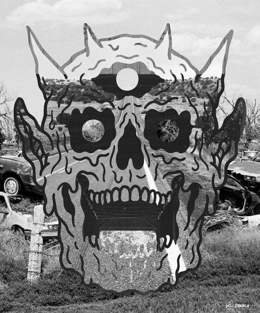 willcarsola's tweet photo. FILM SKULL, made with photos from my 2016 cross country motorcycle trip. The trip was a tour of lost roads mixed in with some insanity, a brush with death, and some crazy psychedelic experiences that continue to inspire me. #35mm #skull https://t.co/9WogssqLNg