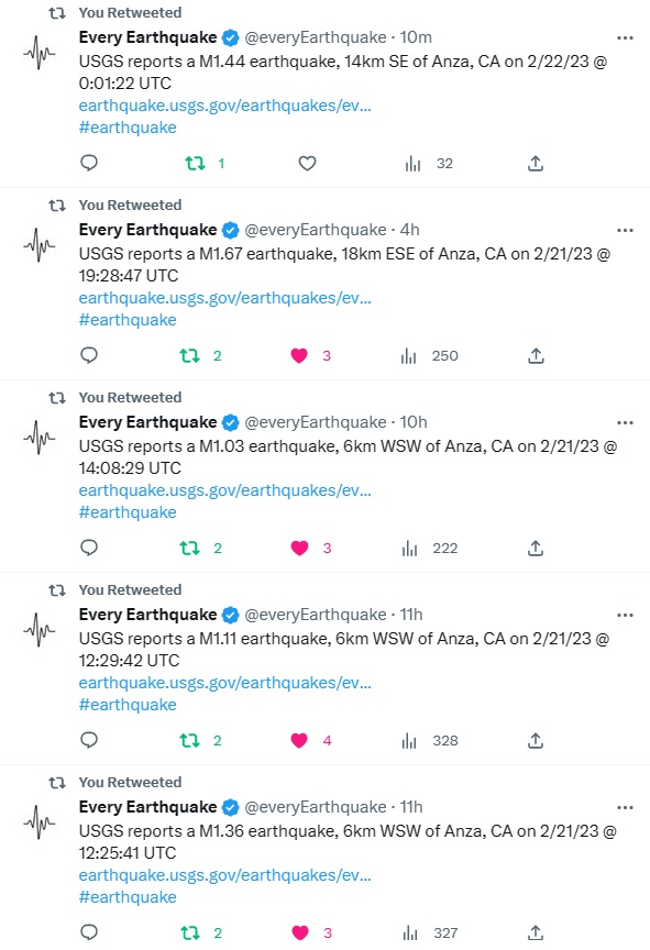 BCWildfireHelp's tweet photo. Eyes on Anza👇 again with a new fast swarm ... always a watch spot there with the #slowslip:

"#AnzaGap In #RiversideCounty Is 'Ripe To Produce A Damaging #Earthquake' UCR Scientists Say
Experts say a magnitude-5.5 or greater temblor is possible anytime."

https://t.co/A9lLUw5AJa https://t.co/iHMzbM6XKD