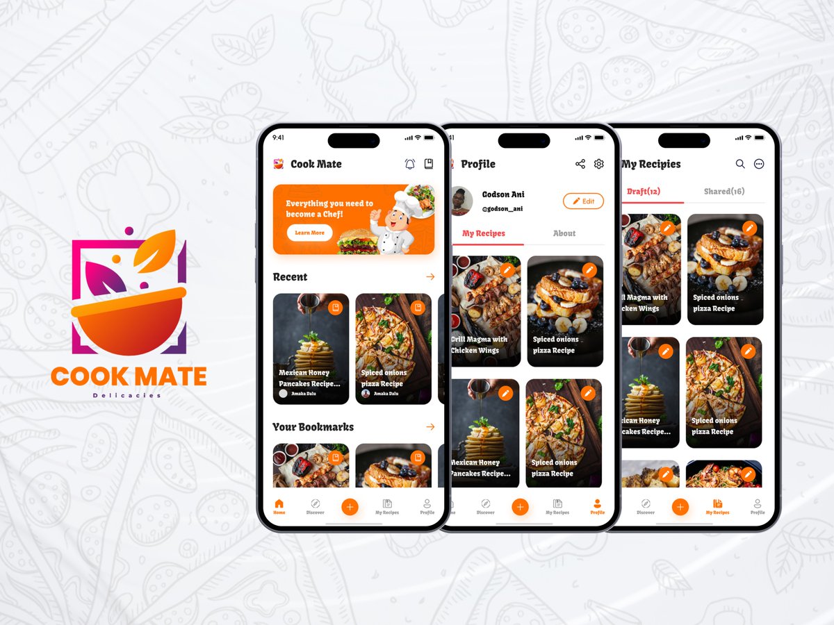 A recipe app that takes your cooking game to the next level! Discover delicious recipes, get personalized meal plans, and improve your cooking skills all in one place. Stay tuned for updates and sneak peeks! #RecipeApp #CookingGoals 
@clinzign  #UIDesign #UXDesign #Web3 #uiux