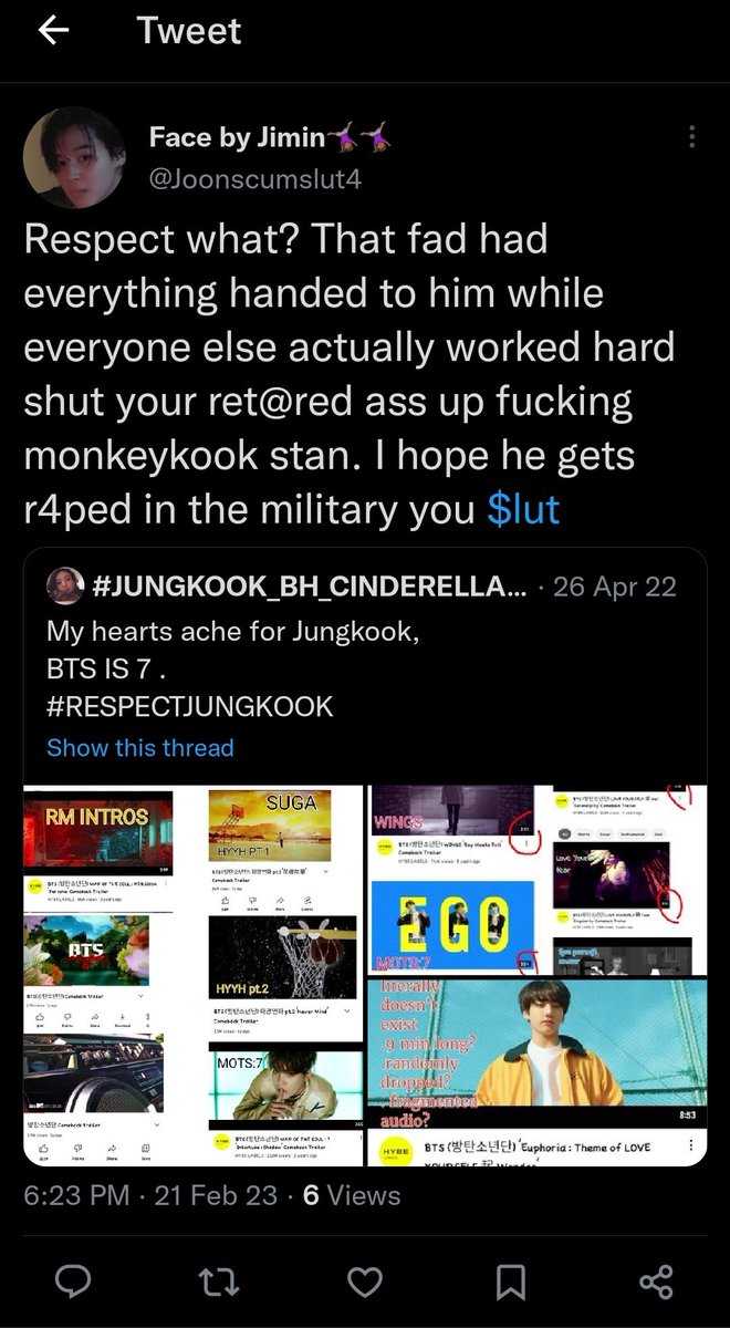 bangerbangtan's tweet photo. Everyone that follows me go report this account for saying slurs and calling me and @luxurynxdegidle the R word. And calling jungkook horrible names #BTS #Jimin_FACE #BTSARMY #BTSREPORT #BTSJIMIN #JIMIN #REPORTFORBTS #JUNGKOOK #V #JIN #SUGA #NAMJOON @jk_report @jungkookreport_ https://t.co/nkaQ3qYOlM