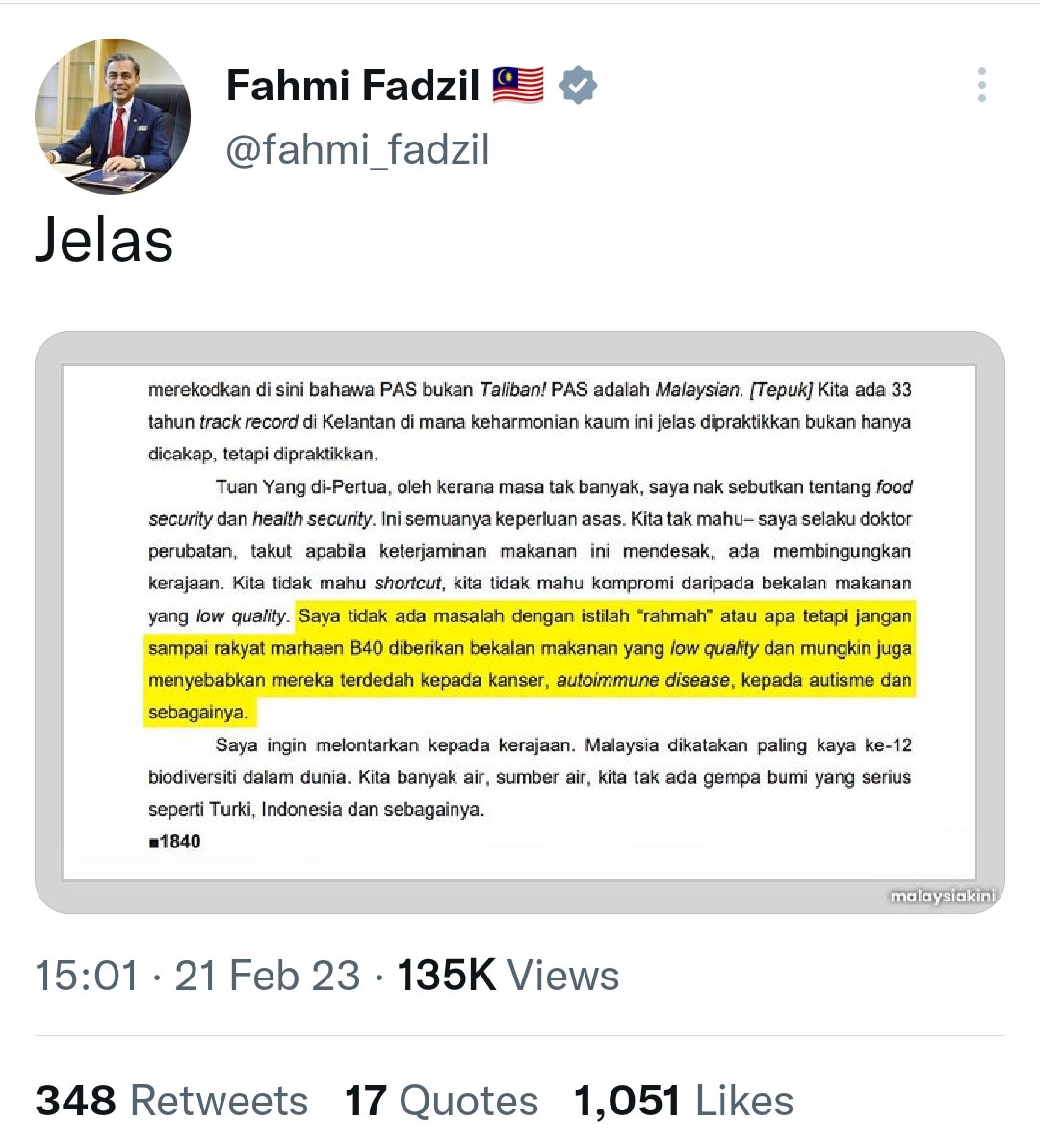suffikamari's tweet photo. Menteri Komunikasi &amp; Digital (Komedi) memang kerja dia pertikai dan misleading rakyat ya? Mohon fokus YB Menteri @fahmi_fadzil nanti saya lapor pada #SKMM mohon isu fitnah dan spin YB Dr Halimah Ali Kapar ini dihentikan. Memalukan. Dah jadi kerajaan, perangai x ubah! https://t.co/QE5Id6dz6R