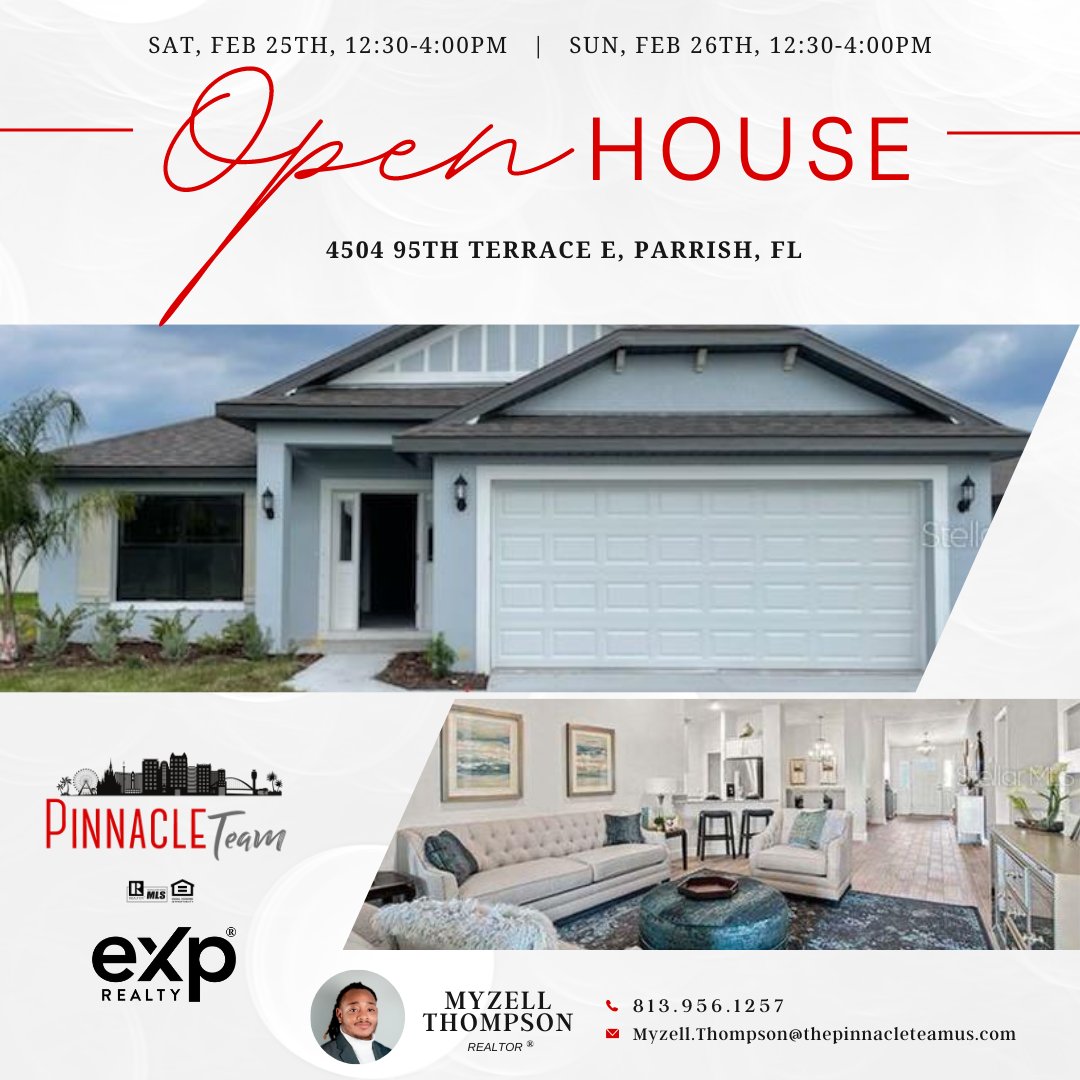 We are having an Open House Saturday and Sunday!

#OpenHouseFL #ParrishFL  #PinnacleTeamFL  #EXPRealty #ForSaleFL  #MyzellThompson