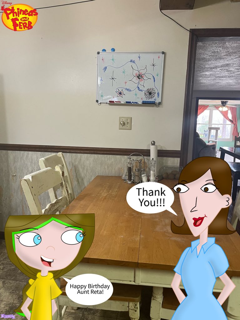 KatieCandy9's tweet photo. My oc Margaret wishing my Aunt Reta a happy birthday and I draw it in Phineas and Ferb style and hope you like it. #happybirthday #phineasandferb https://t.co/MAhWFuLQKn