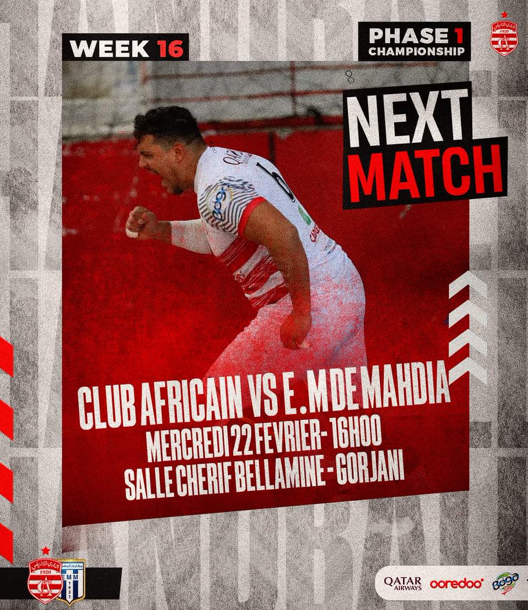 clubafricain's tweet photo. ๐คพโโ๏ธ ๐ฝ๐ด๐๐-๐ผ๐ฐ๐๐ฒ๐ท ๐คพโโ๏ธ journรฉe 16
#ClubAfricain ๐ดโช ๐ | El Makarem de Mahdia
#CAEMM
๐ | Championnat Elites Hommes - phase 1
Mercredi 22 Fรฉvrier 2023
๐ 16 h
๐ | Salle Cherif Bellamine - Gorjani
Billetterie ===> https://t.co/UGM7x8xJdf
#ForzaCA ๐ต๐ช #ุงูุฅูุฑููู_ุชุนูุด https://t.co/VmT66jgMaU