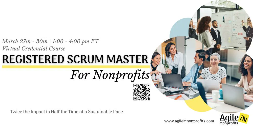 Have you thought about getting credentialed? With the help of your Scrum Trainer, @DianeHLeonard, GPC, RST, you will complete this course with the ability to know how to implement the Scrum framework in your nonprofit organization. 👉 buff.ly/3aIoTeW #AgileInNonprofits