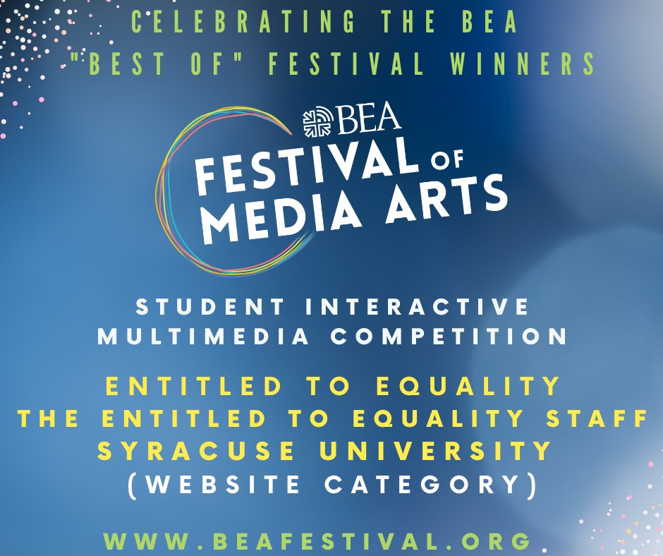 BEAWebTweets's tweet photo. Congratulations on your 2023 “Best of” #BEAfestival award @SyracuseU @NewhouseMND @NewhouseSU! You are a top 20 winner from over 1,650 submissions. Looking forward to celebrating at #BEAvegas. https://t.co/mgnB0ceD51 https://t.co/fqsVj9fBuc