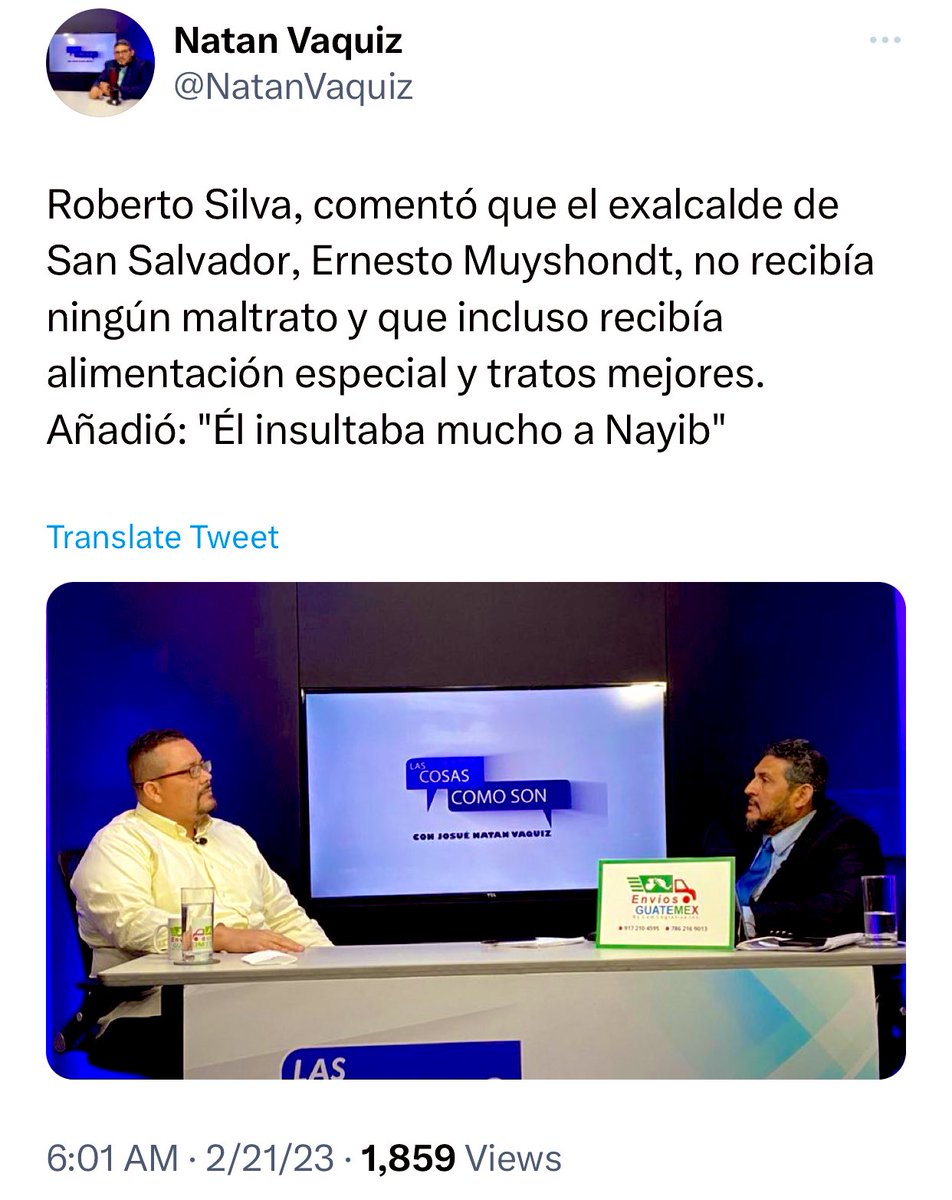 LauraPocaSV's tweet photo. #RobertoSilva quien estuvo en prisión junto a #ErnestoMuyshondt confirma en entrevista que Muyshondt NO solo NO recibe NINGÚN maltrato, sino que también recibe “alimentación especial”
Así se le cae otro bulo a la oposición, de que están maltratando a Neto.
Y a los “Abogaditos” que “Abogan” por Muyshondt les digo: Que poco conocen nuestro gob.
El Presidente @nayibbukele va años luz adelante de cualquier jugada burda❗️