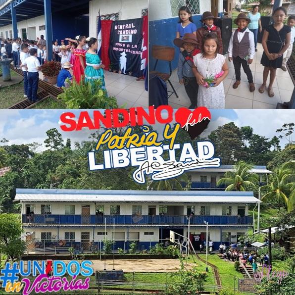 #Nicaragua 🇳🇮
Celebramos con Amor Patriotico el 8️⃣9️⃣ Aniversario de nuestro General de Hombres y Mujeres Libres #SandinoPatriayLibertad 

📌 Escuela en El Castillo, Río San Juan

#UnidosEnVictorias 
<a href="/FloryCantoX/">Flor y Canto 🇳🇮</a> <a href="/huella_sandinis/">HUELLA SANDINISTA🇳🇮</a> <a href="/Amanecerabz/">#TodosSomosDaniel🇳🇮Amanecerabz</a>