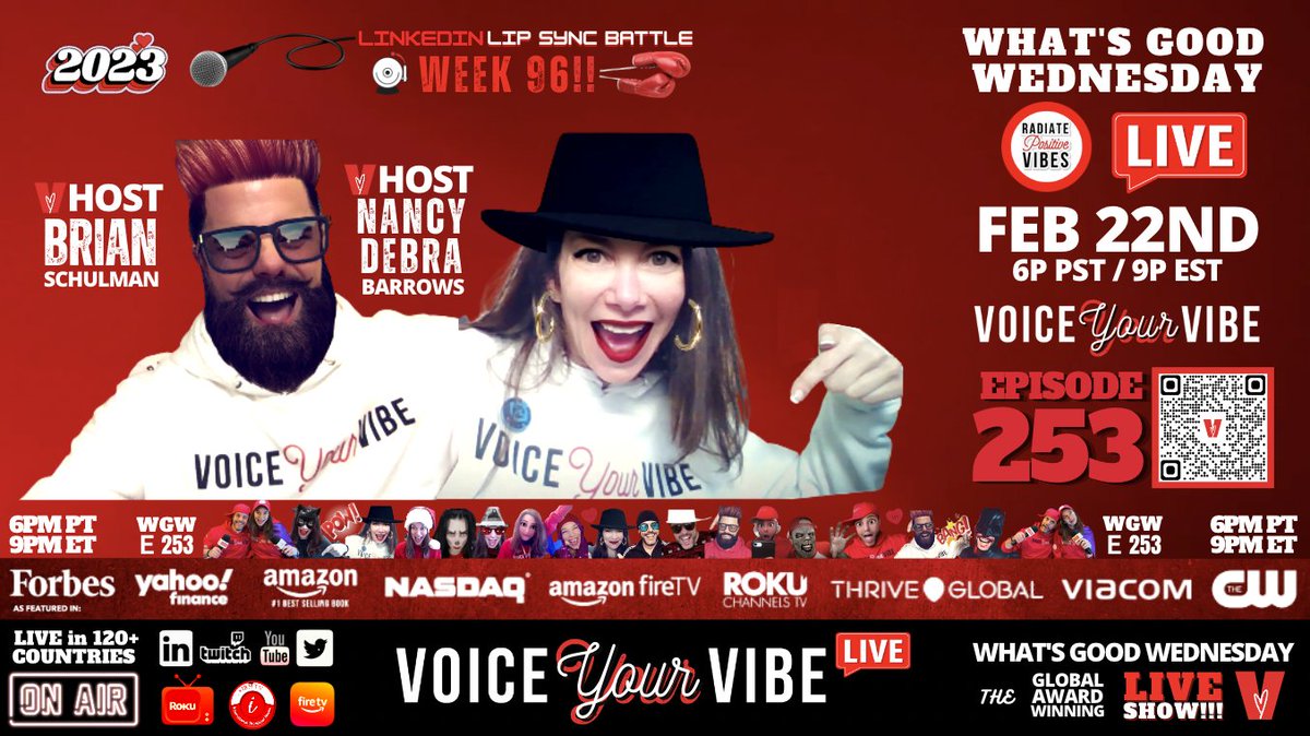 VoiceYourVibe's tweet image. Come🗣THE GOOD &amp;amp; experience FullForceFUNNESS WED 6pPT! #LinkedInLipSyncBattle 96 #socialdisDANCING on E253 of the Global Award-Winning #WhatsGoodWednesdayLIVE broadcasted💫the🌎in 120+countries on LinkedInLIVE Amazon🔥RokuTV PODTV Twitter Twitch YouTube👉lnkd.in/gkiEsYWZ