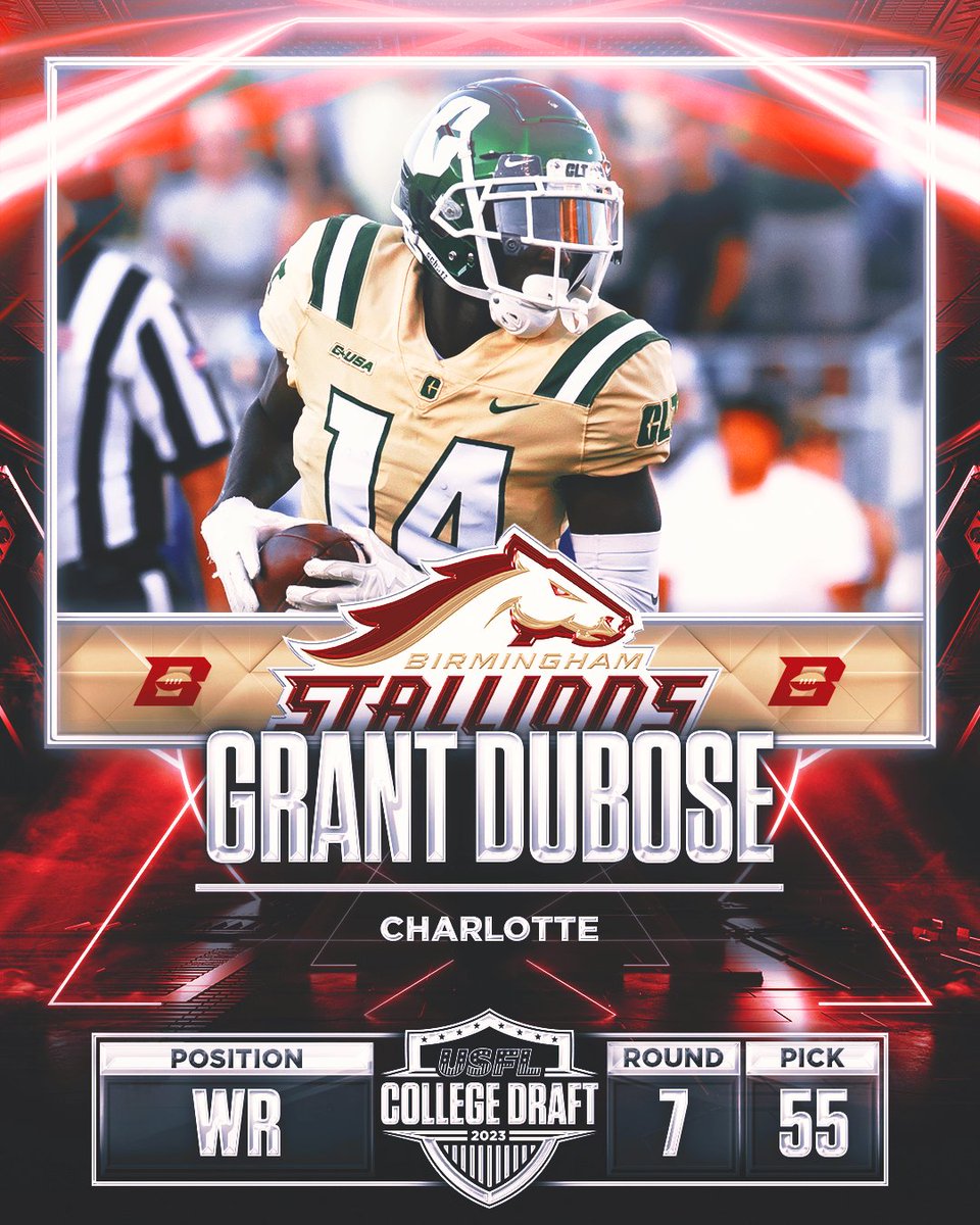 UFLStallions's tweet photo. It's the #StallionPower π₯
With the 55th pick of the 2023 USFL College Draft, the Birmingham Stallions select Grant DuBose π https://t.co/2Ms4aFK0a7