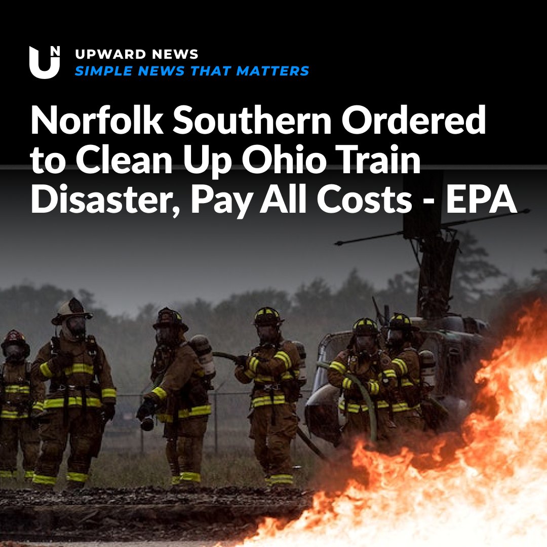 🚨 JUST IN: EPA orders Norfolk Southern to clean up the highly contaminated Ohio train derailment site, pay all costs, and attend all public meetings with local residents.

Get more news like this: join.upward.news/Twitter