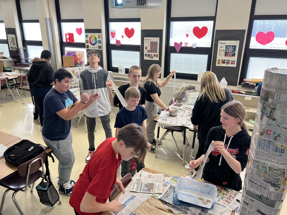 My 7/8 exploratory class is so engaged with this papier-mâché project! I can’t wait to see the end results of our larger than life projects.