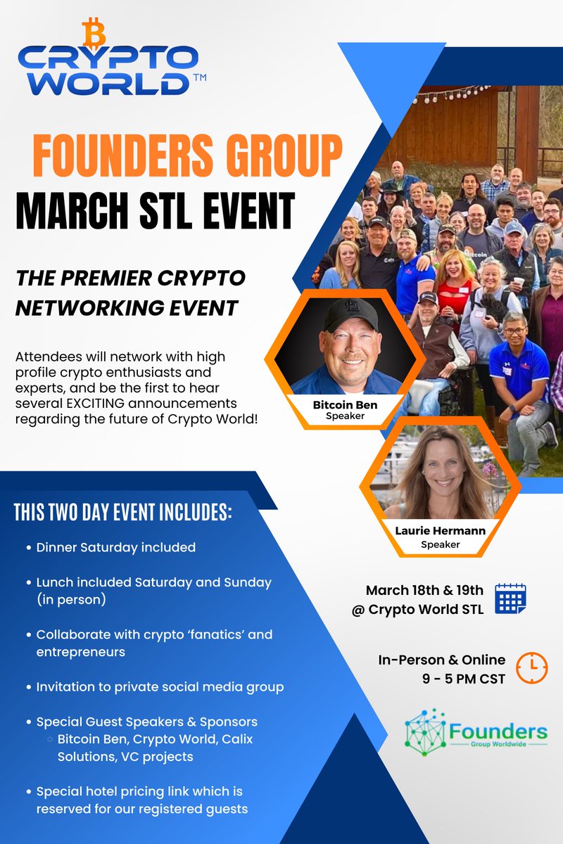 The Founder's Group is visiting Crypto World this March! Want to learn more about what Crypto World has planned for 2023 and beyond? Click the events tab to get your tickets here- foundersgroupworldwide.com/?referralid=23…