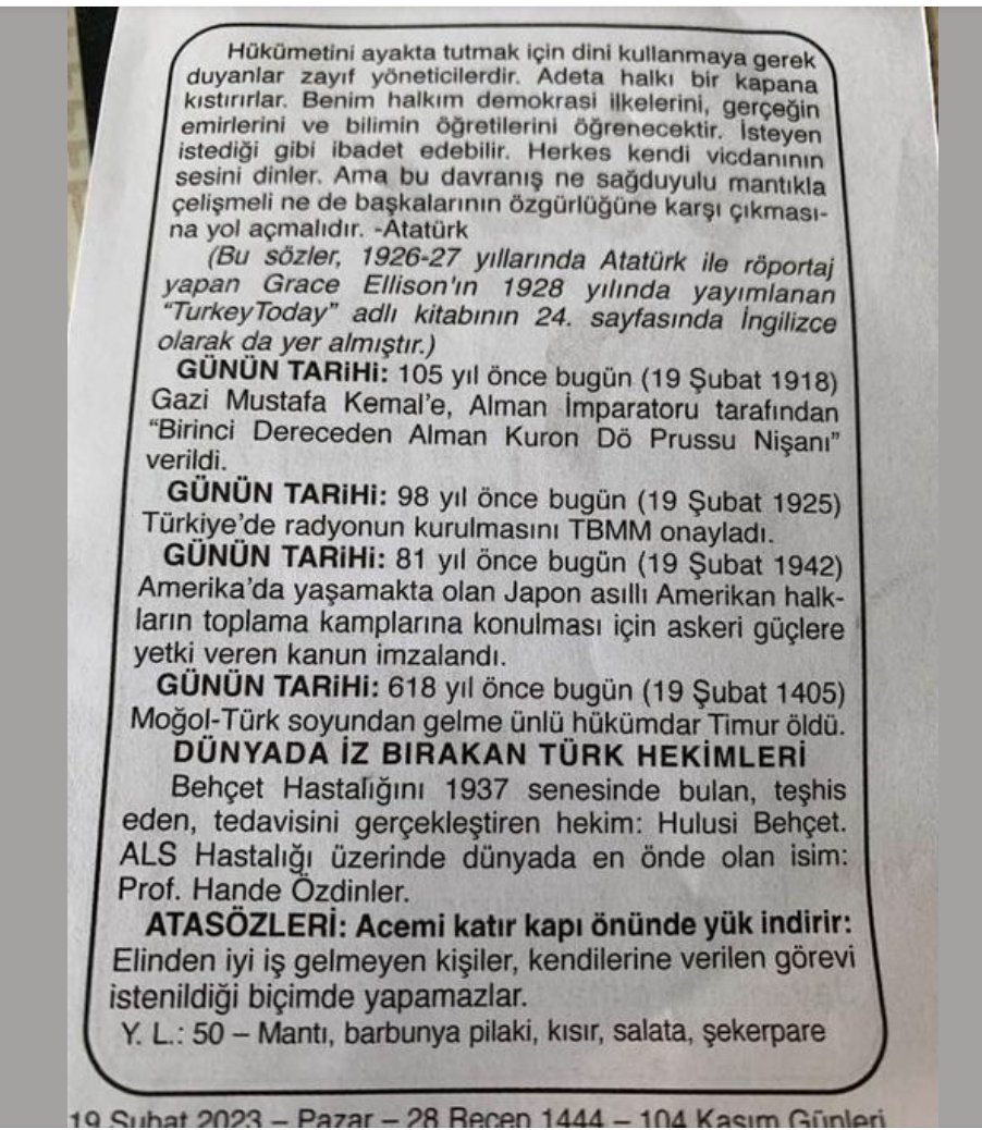 Apparently Maarif Takvimi mentioned me on Feb 19, 2023.  It first mentioned a statement from Ataturk, and it mentioned me for my efforts to end ALS. 
Thank you.

Maarif Takvimi is one of the most common calendars in Turkey, millions of people have them in their homes.